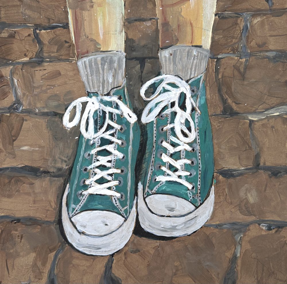 green sneakers